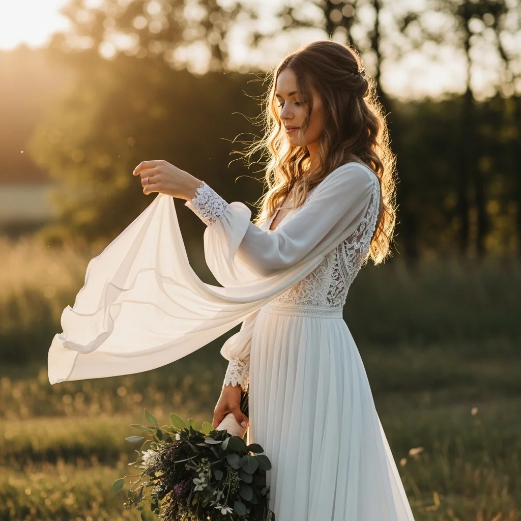 flowy chiffon bishop sleeves