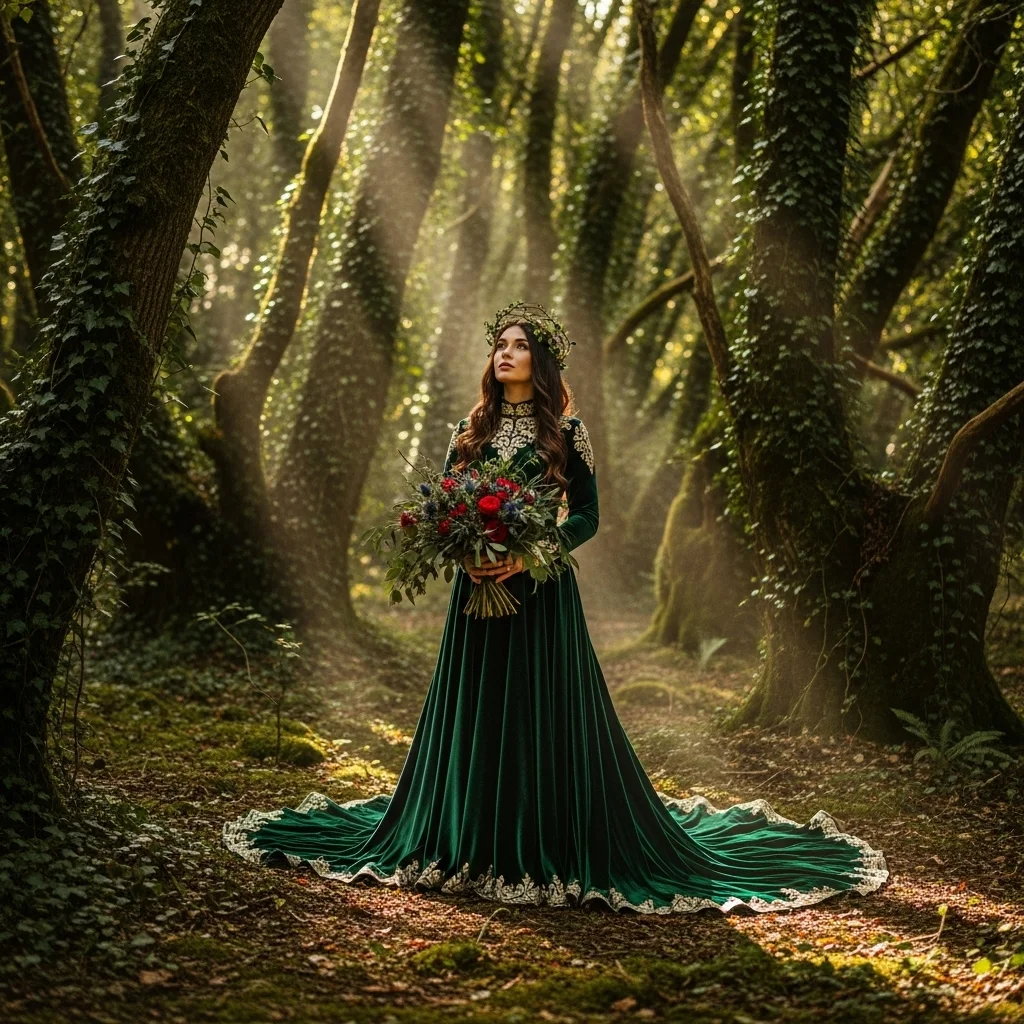 23 Stunningly Unique Colored Wedding Dresses 19 forest green depth