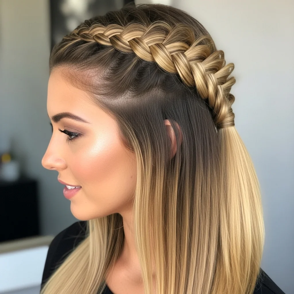 Elevate Your Style: 17 Gorgeous Braided Half-Up Half-Down Hairstyles to Inspire Your Next Look 14 four strand braid half up