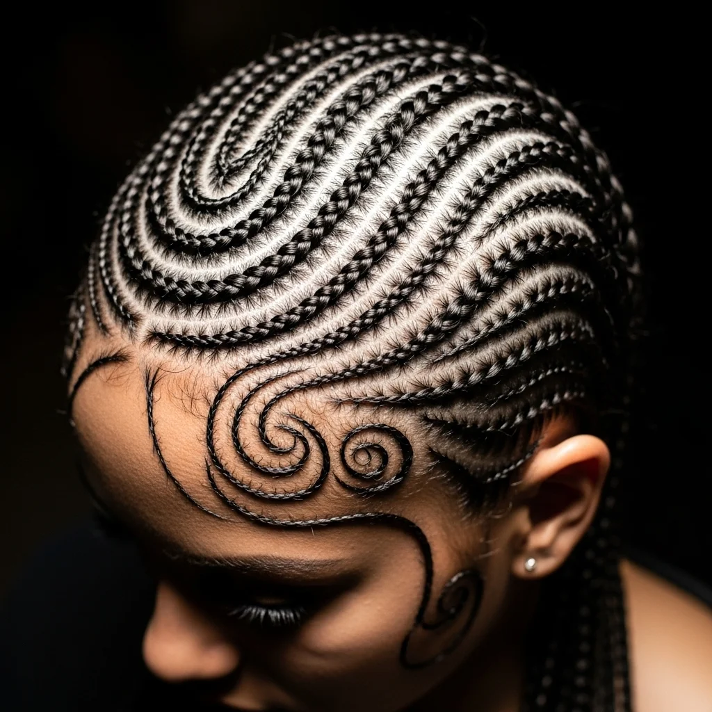 freestyle cornrows asymmetrical artistic