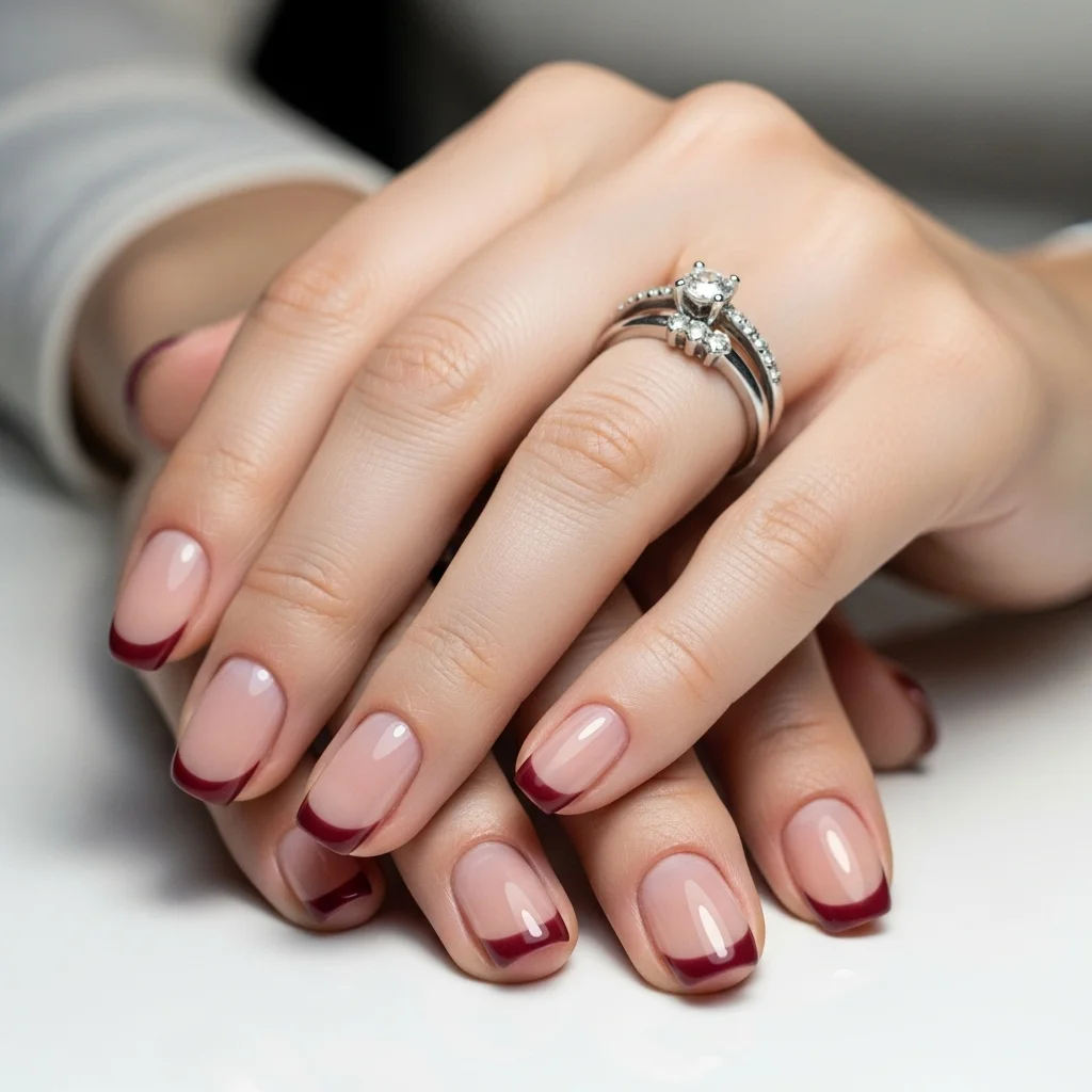 french tip with maroon base