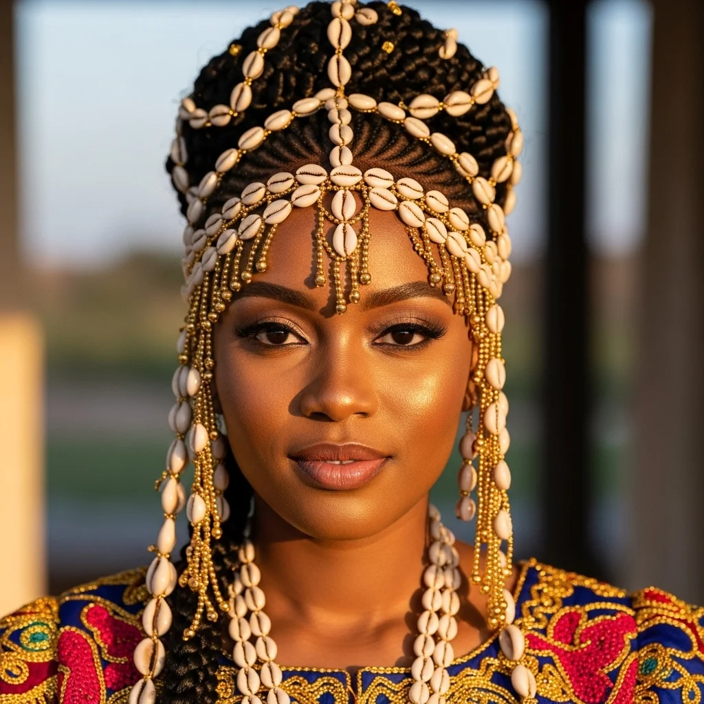 fulani braids with cowrie shells