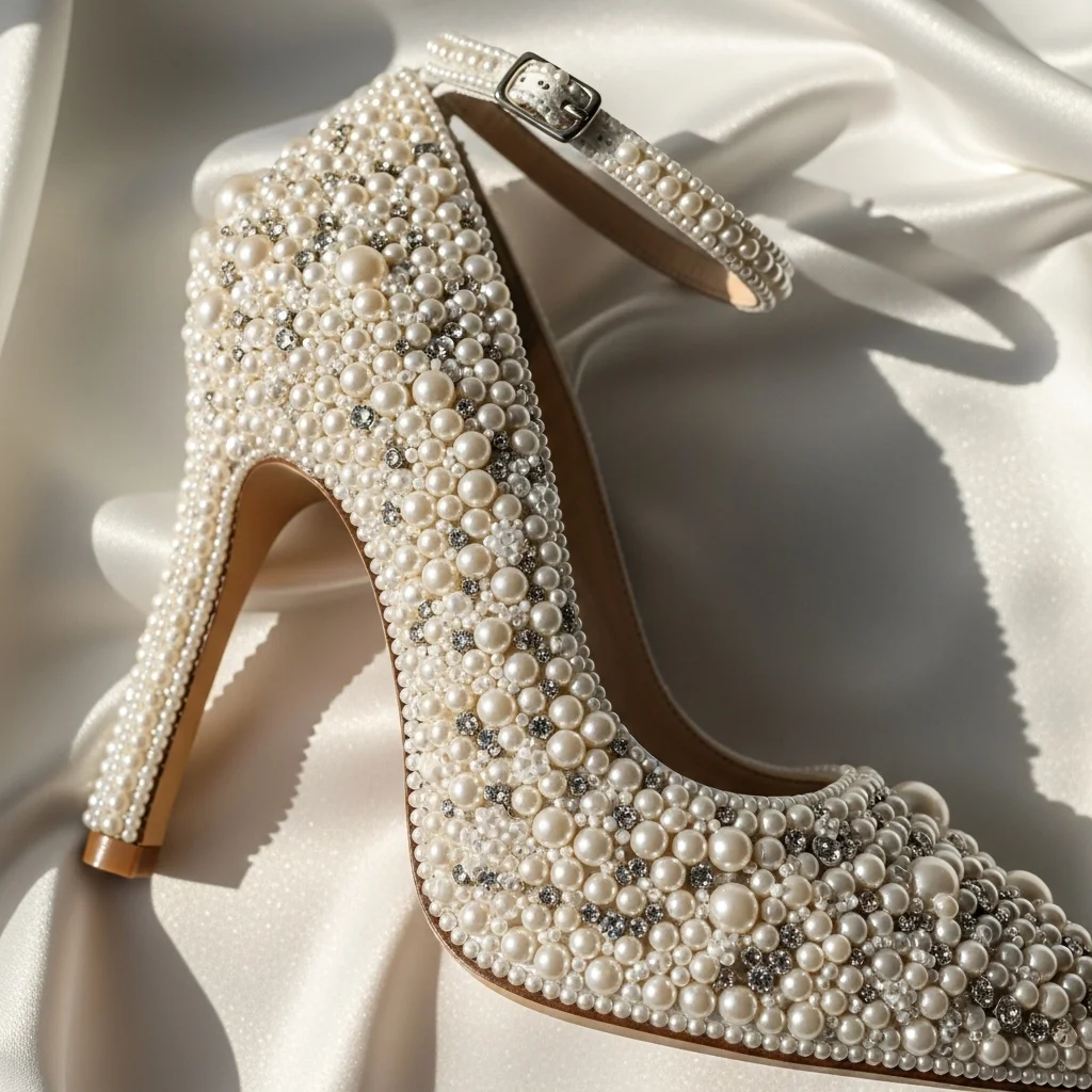 Timeless Elegance: 19 Pearl Wedding Shoes for Your Unforgettable Day 5 fully encrusted pearl stiletto
