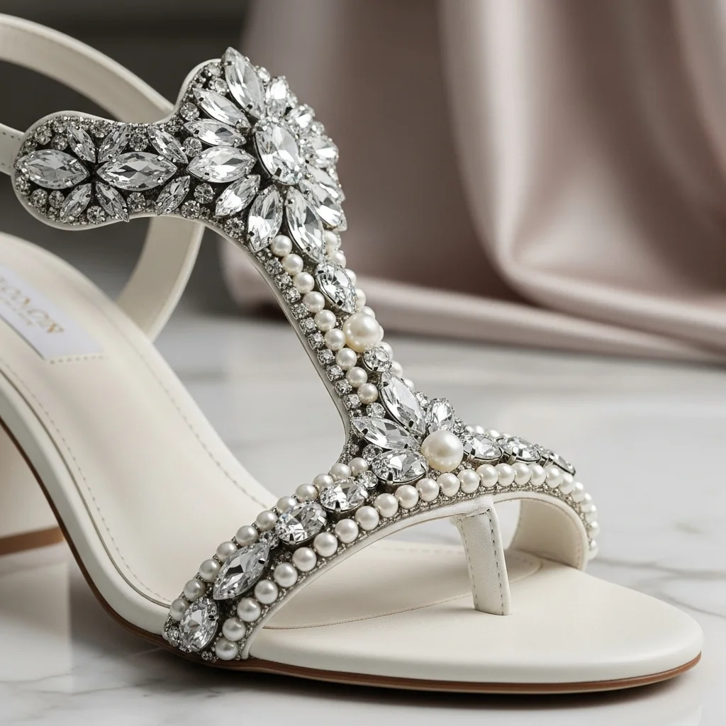 Step into Forever: Top 17 Ivory Wedding Shoes for Your Dream Day 10 glamorous ivory embellished sandal