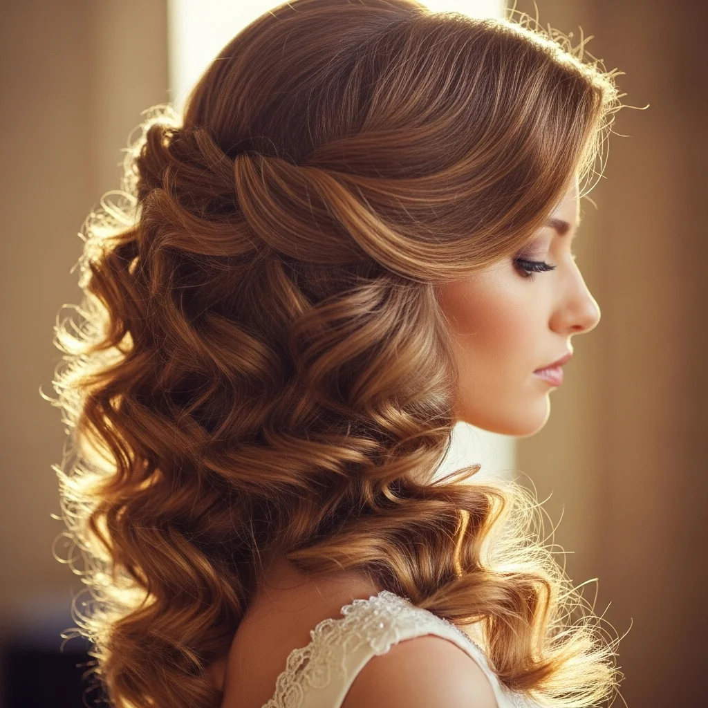 glamorous side swept curls 1