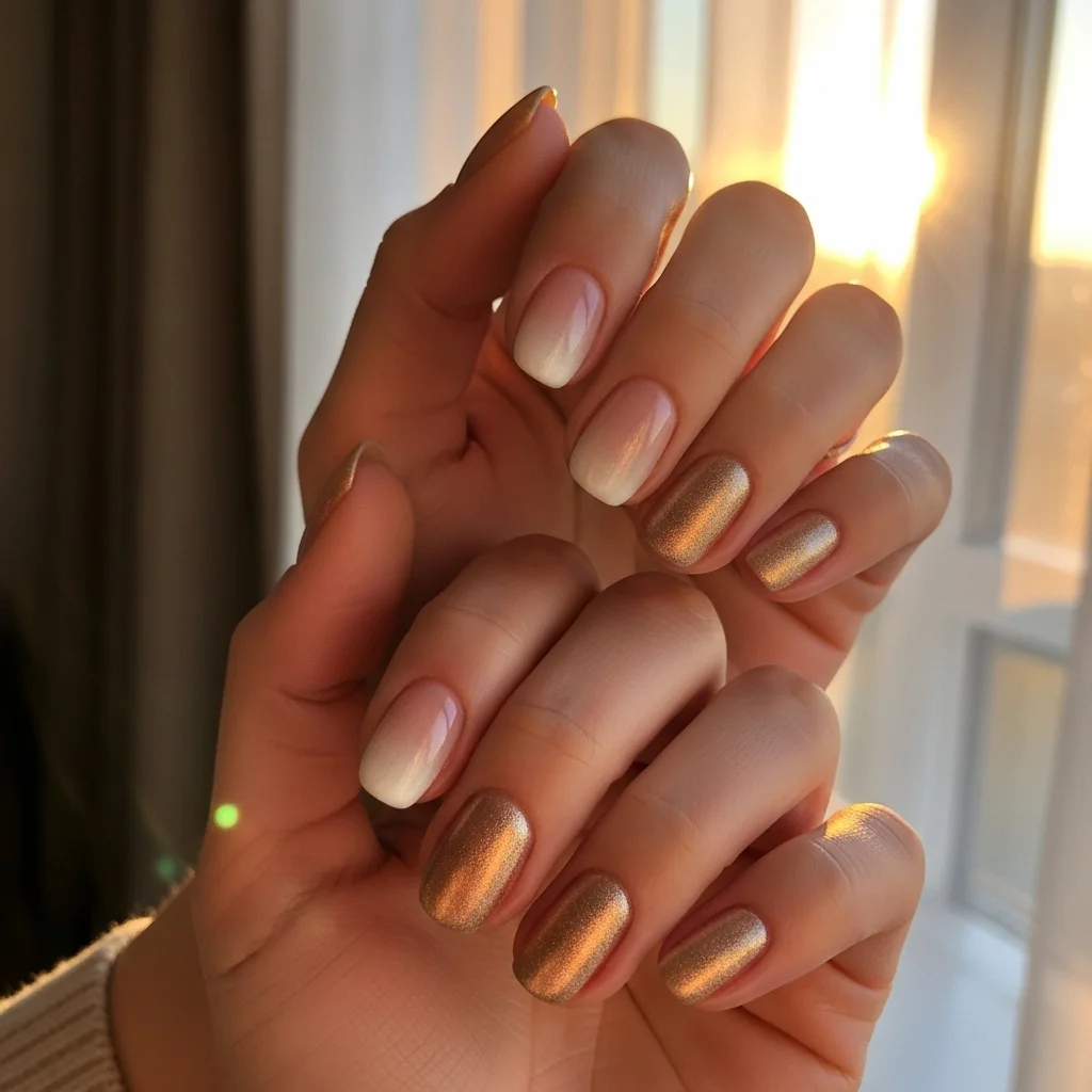23 Enchanting Fall Ombre Nails You Need to Try This Season 24 golden hour glow ombre cream to soft gold