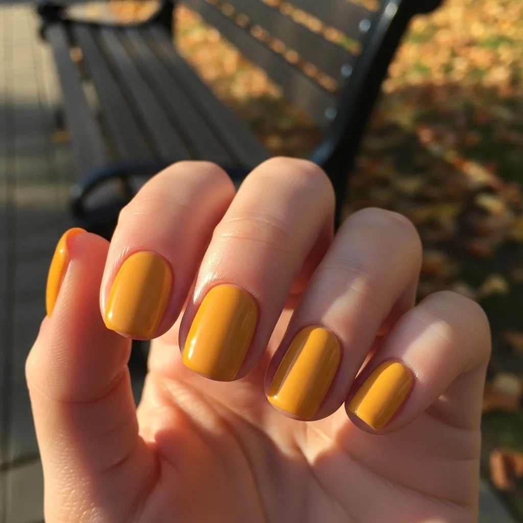 The Top 27 Acrylic Nail Designs You Need This Autumn! 6 golden mustard yellow