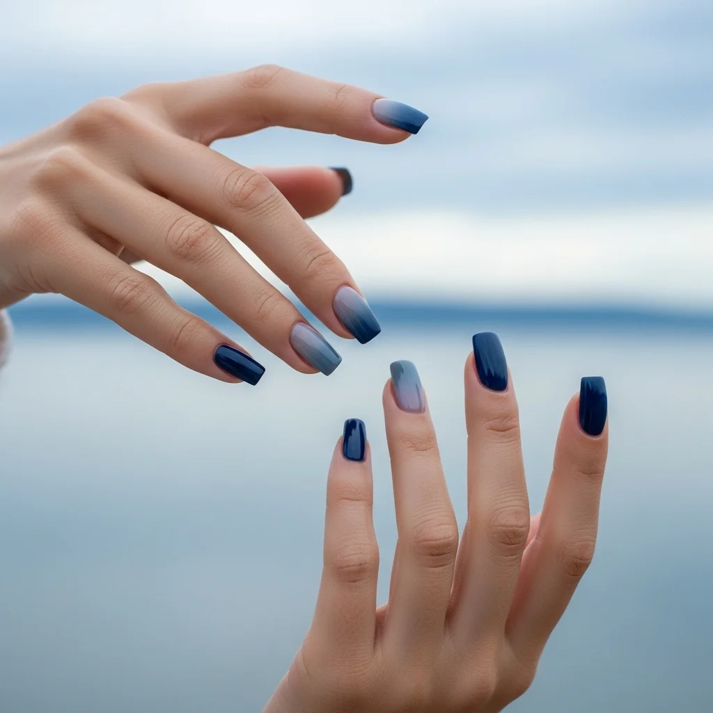 23 Enchanting Fall Ombre Nails You Need to Try This Season 20 gray skies to navy blue ombre