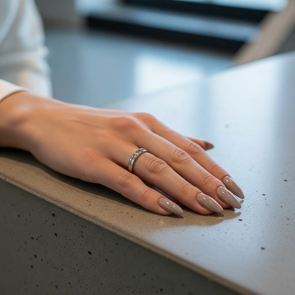 21 Stunning Neutral Wedding Nails for Brides: Timeless Elegance for Your Big Day 16 greige elegance