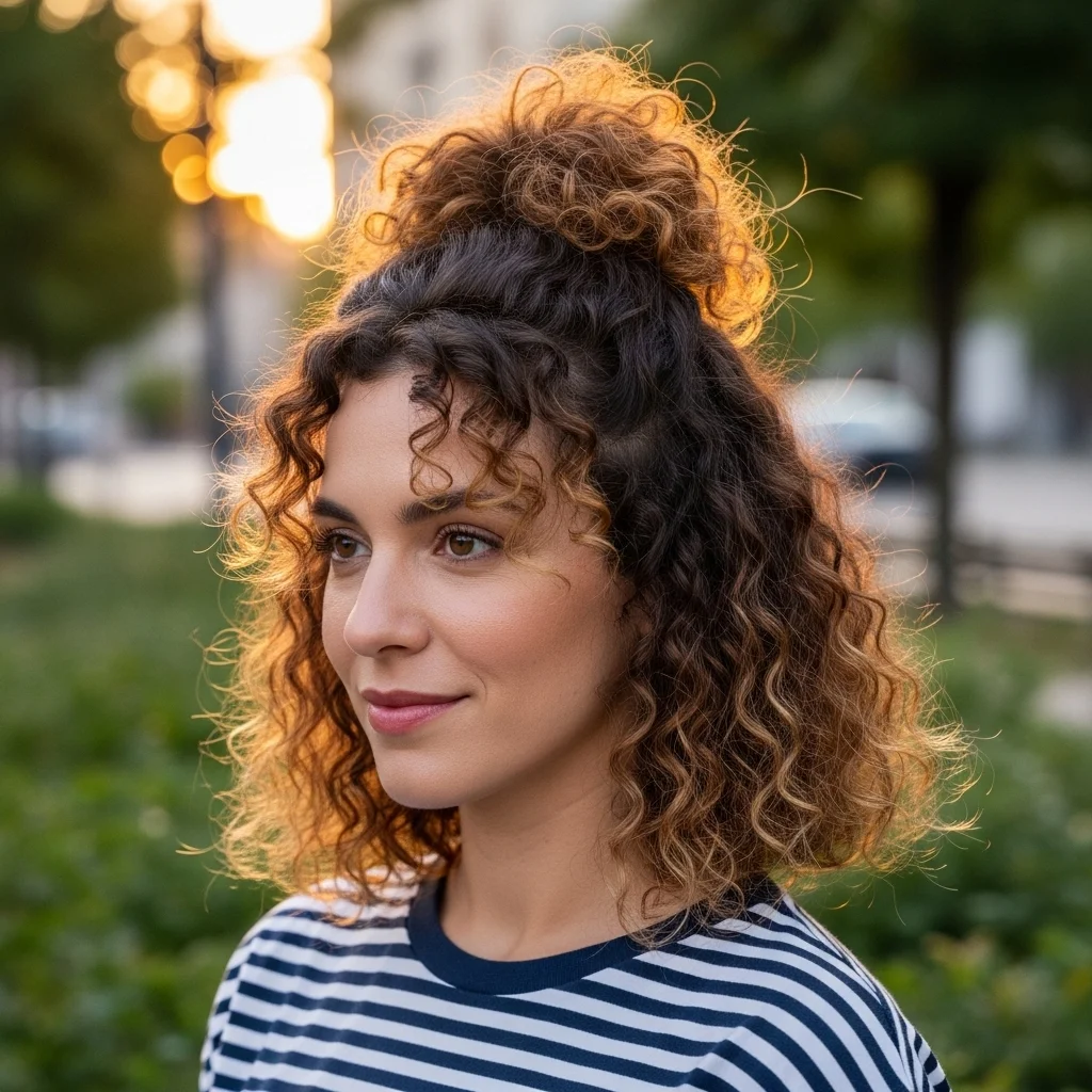 21 Effortless Curly Hairstyles You Need to Try Today! 16 half up bun