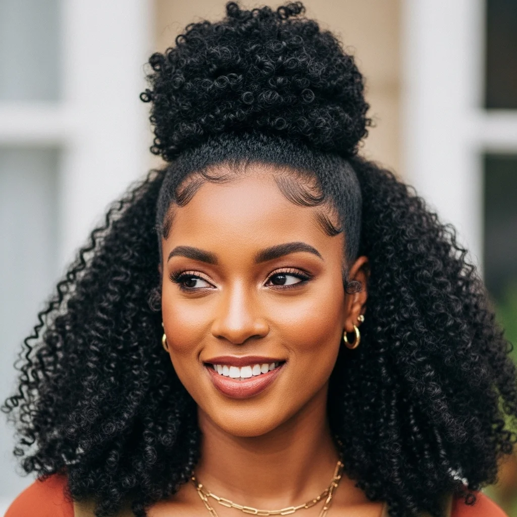 half up half down afro