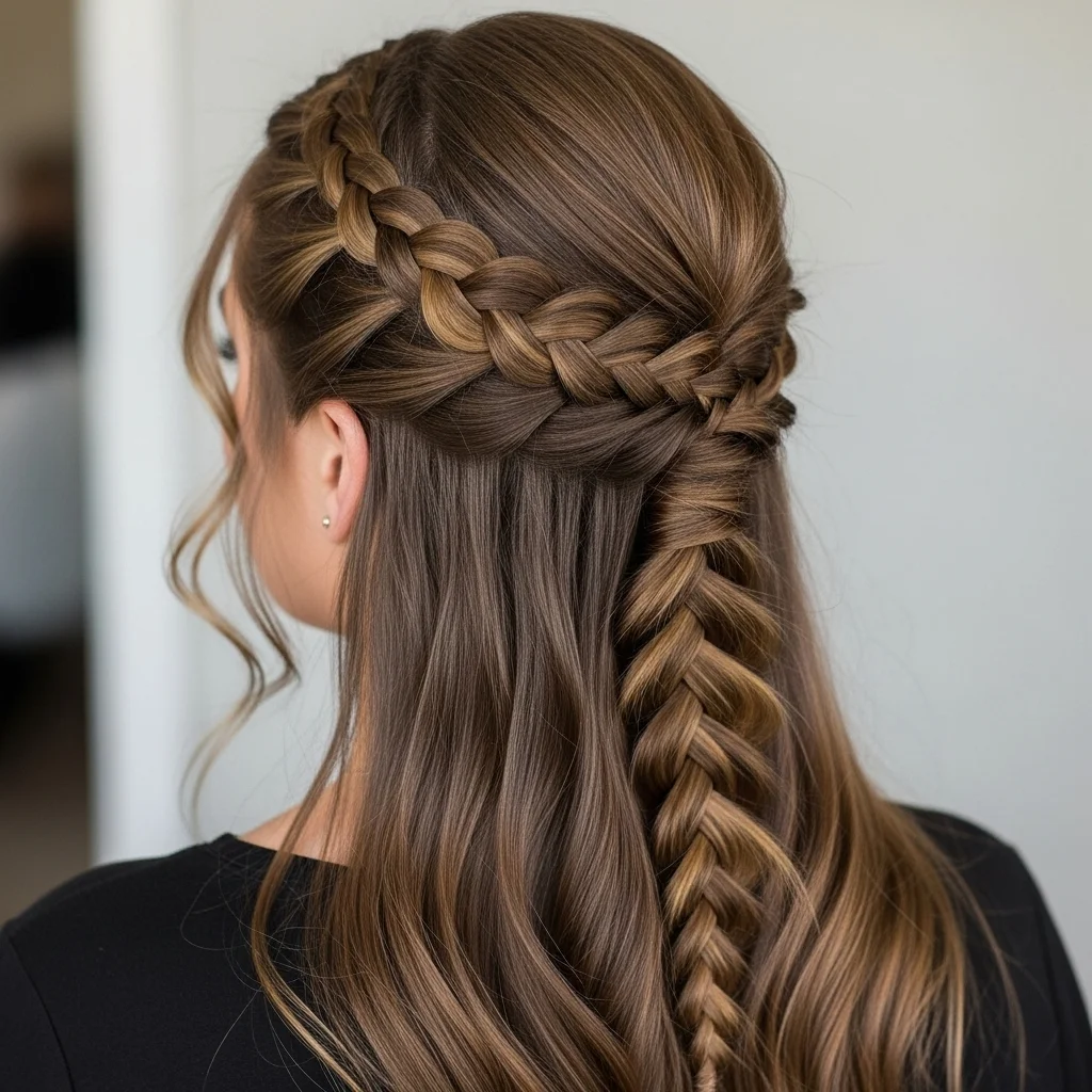 half up half down braided or twisted