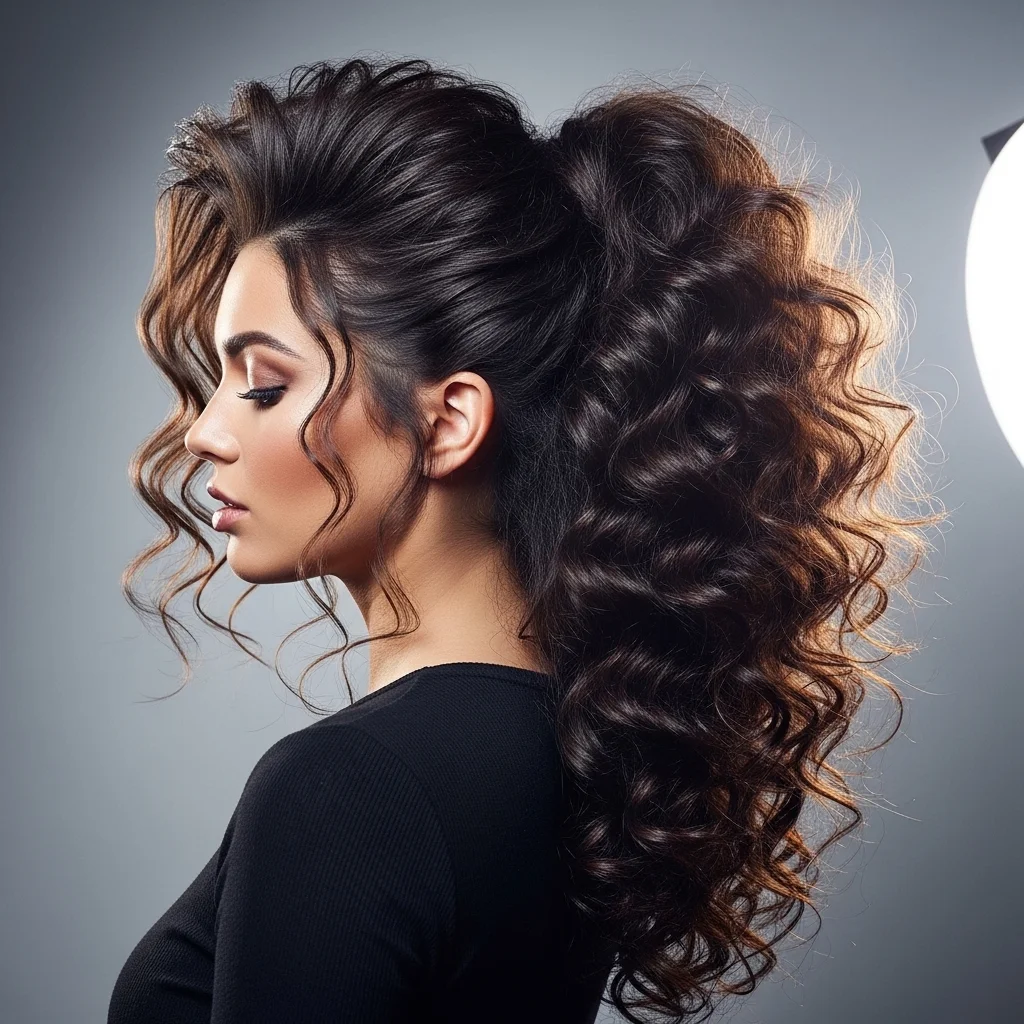 half up ponytail with volume at crown