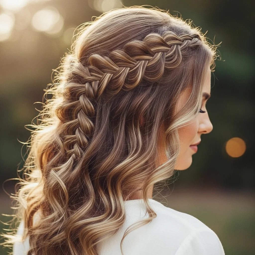 half up waterfall braid