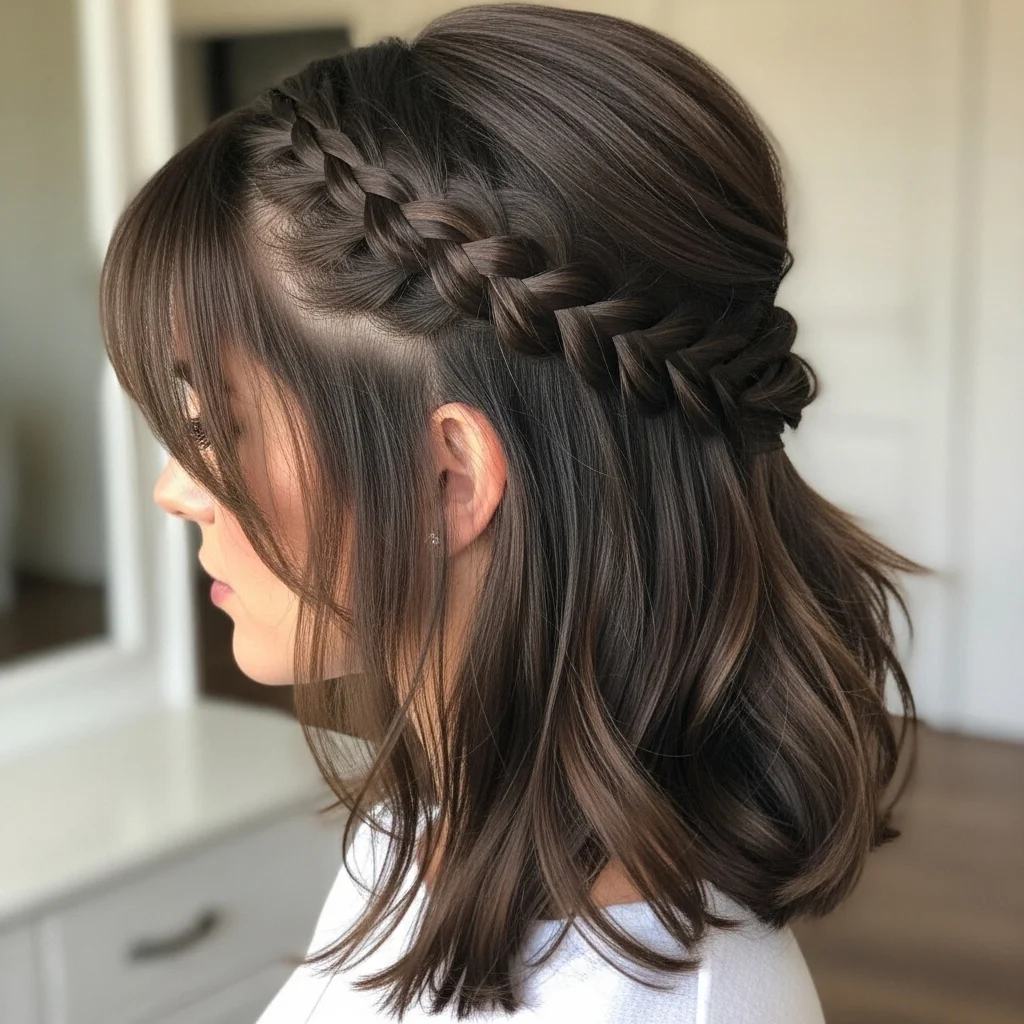 Elevate Your Style: 17 Gorgeous Braided Half-Up Half-Down Hairstyles to Inspire Your Next Look 17 half up with braided bangs face frame