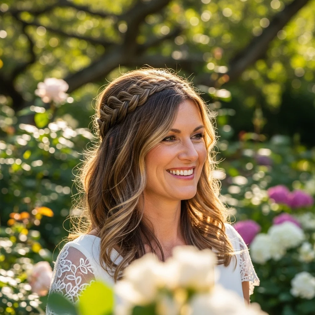 21 Shoulder-Length Mother of the Bride Hairstyles 4 half up with braided detail
