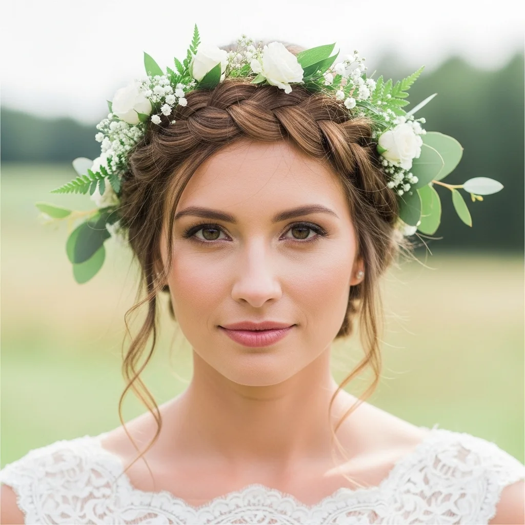 halo braid with fresh flowers
