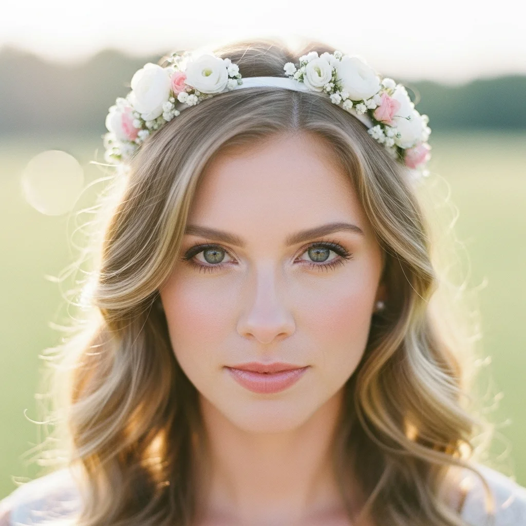 headband style with floral accents