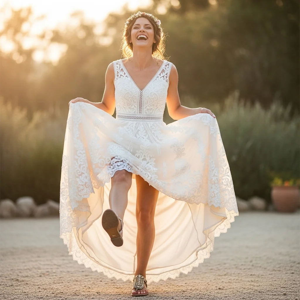 Top 19 Boho Chic Wedding Dresses for Your Free-Spirited Celebration 15 high low hem wanderer