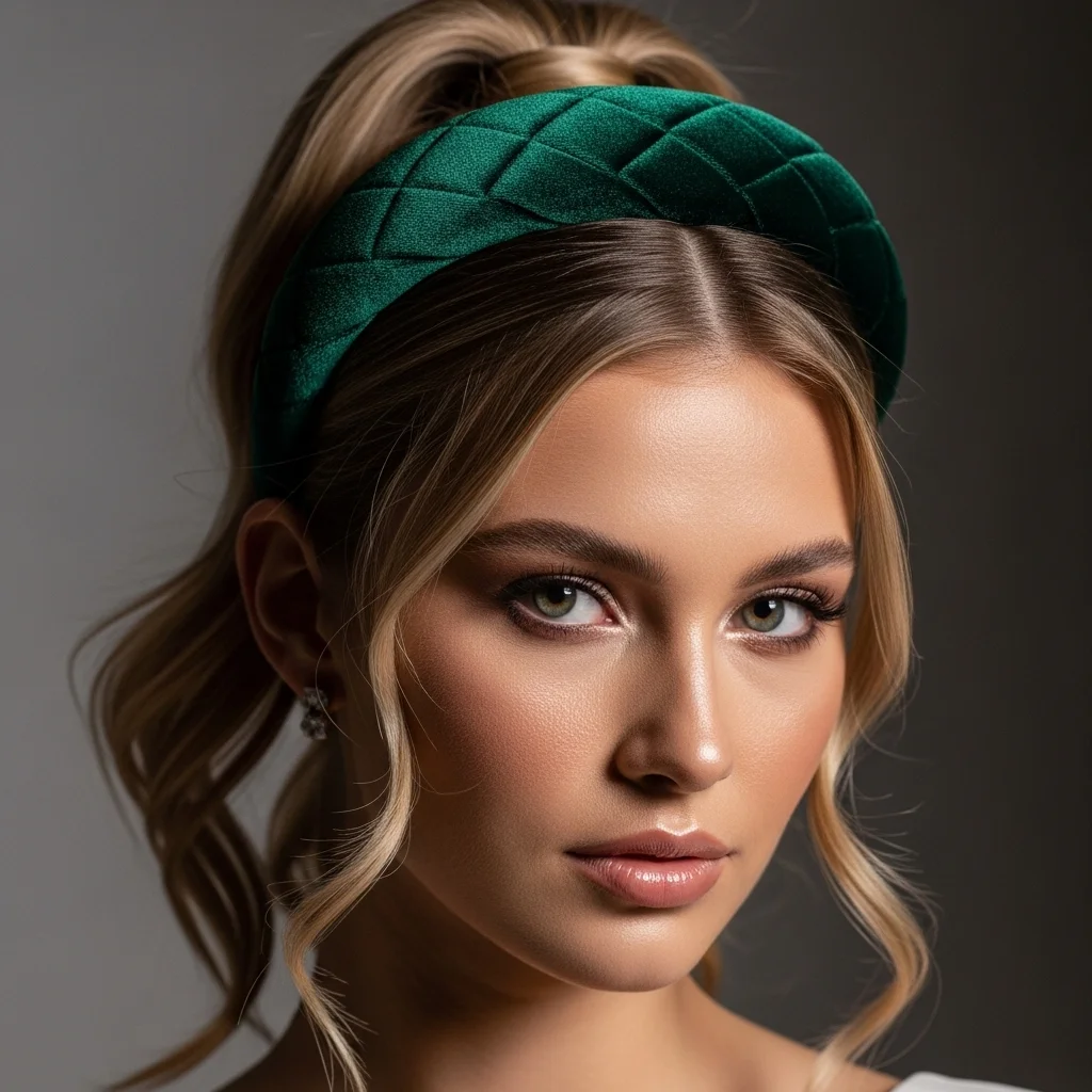 25 Dreamy Bridal Headband Hairstyles: Your Ultimate Wedding Hair Guide! 8 high ponytail with padded velvet headband