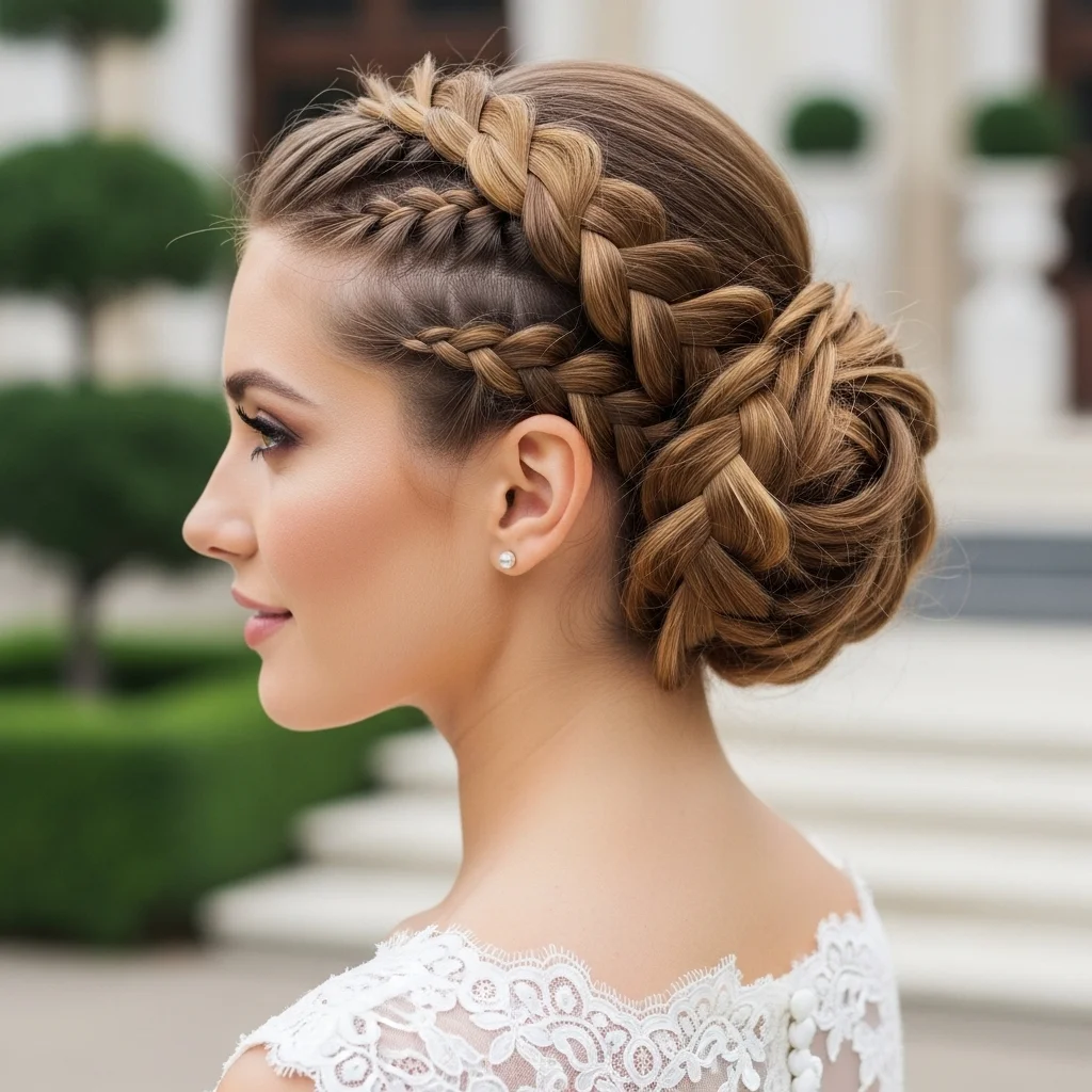 intricate dutch braid updo