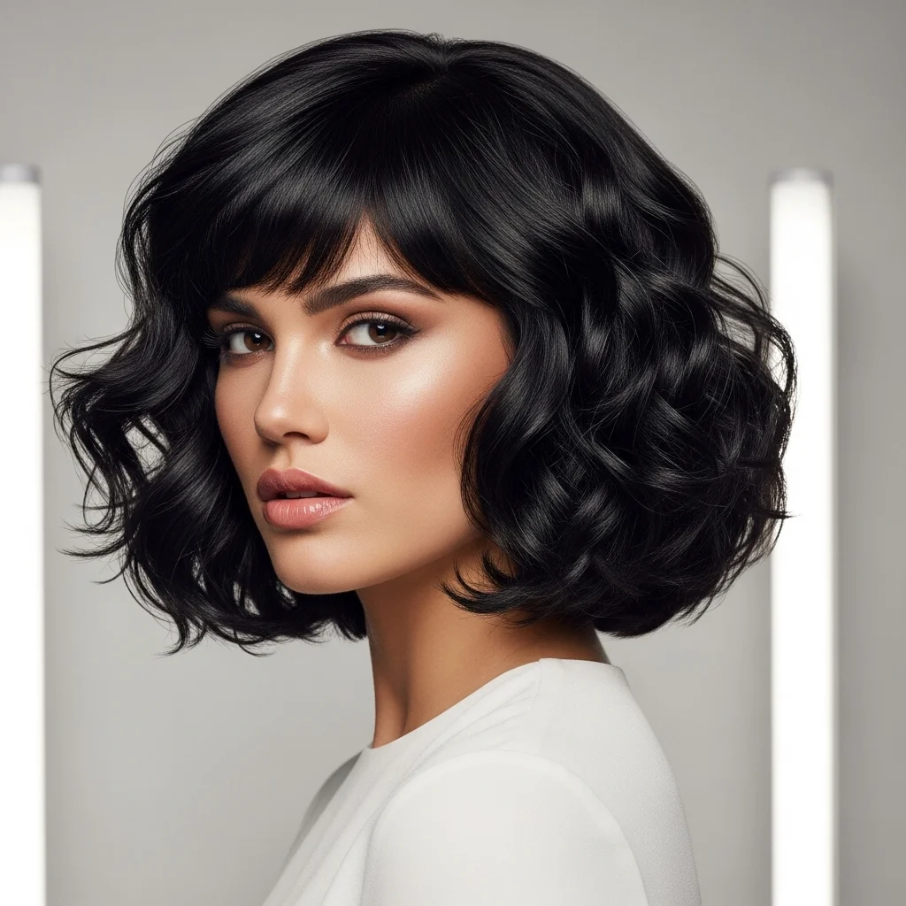 inverted curly bob