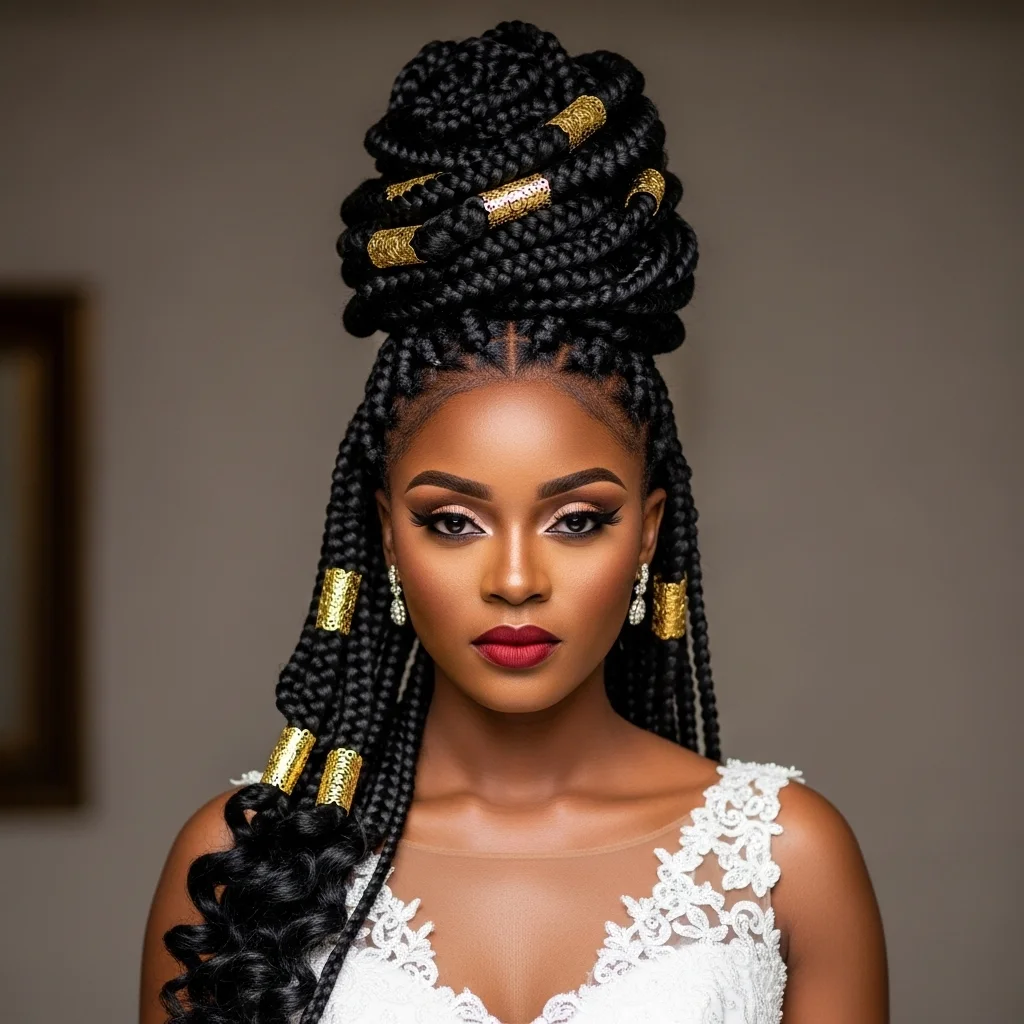 jumbo box braids updo