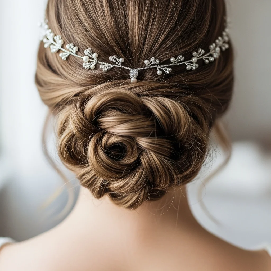 25 Dreamy Bridal Headband Hairstyles: Your Ultimate Wedding Hair Guide! 19 knotted low bun with beaded headband