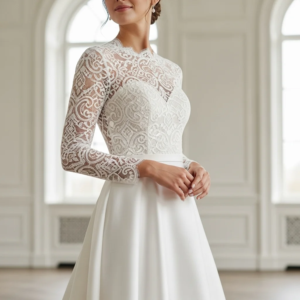 lace bodice with plain silk skirt