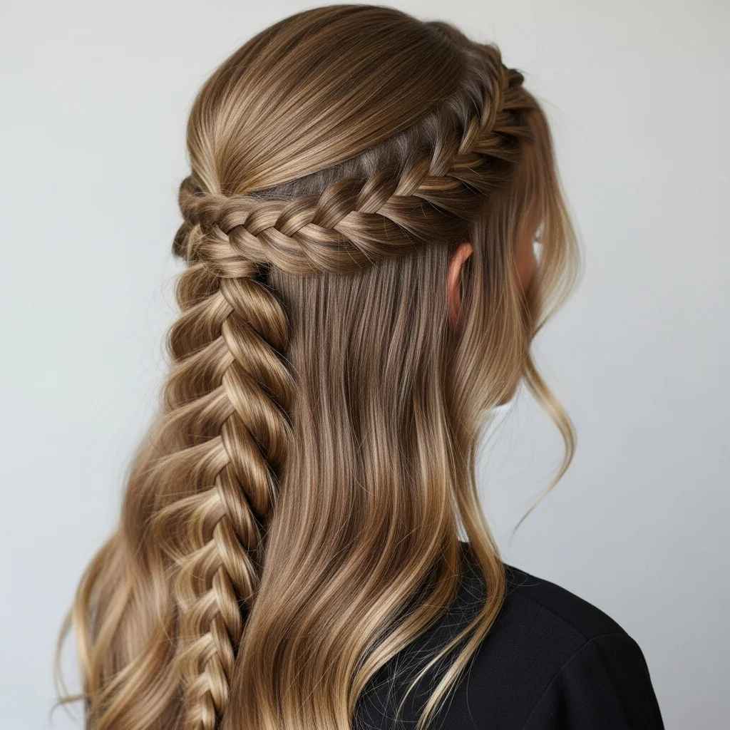 Elevate Your Style: 17 Gorgeous Braided Half-Up Half-Down Hairstyles to Inspire Your Next Look 13 ladder braid half up