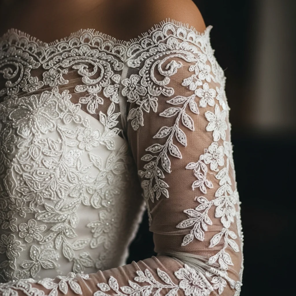 25 Off the Shoulder Boho Wedding Dresses 15 long sleeve lace illusion