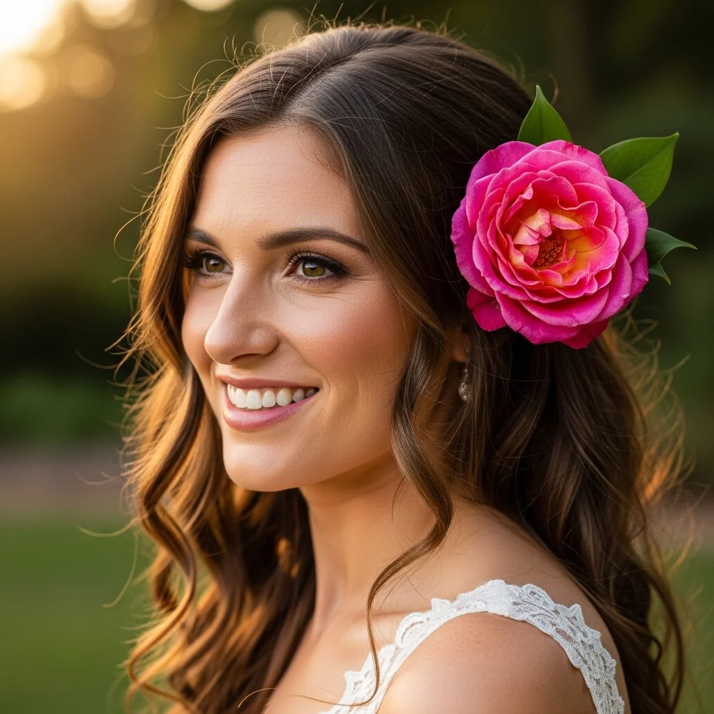 loose waves with a single flower