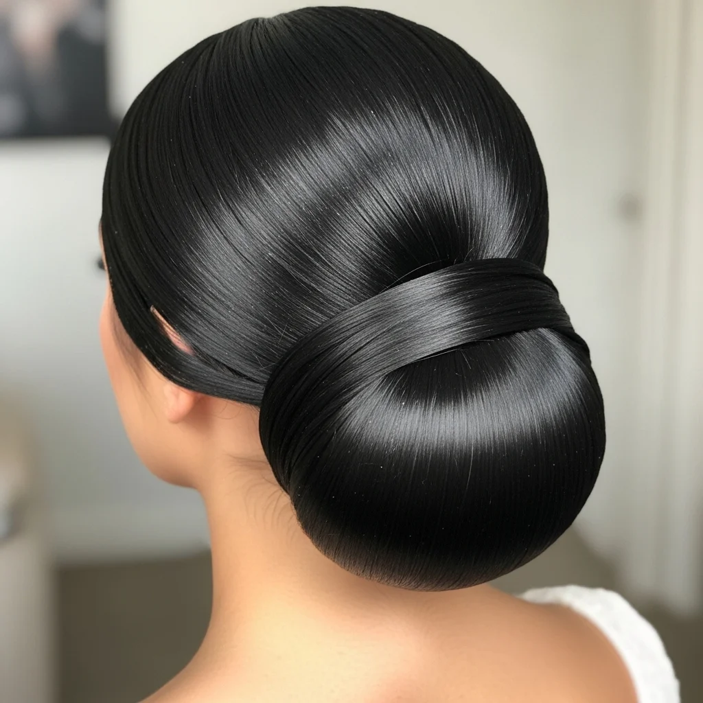 low bun sleek or