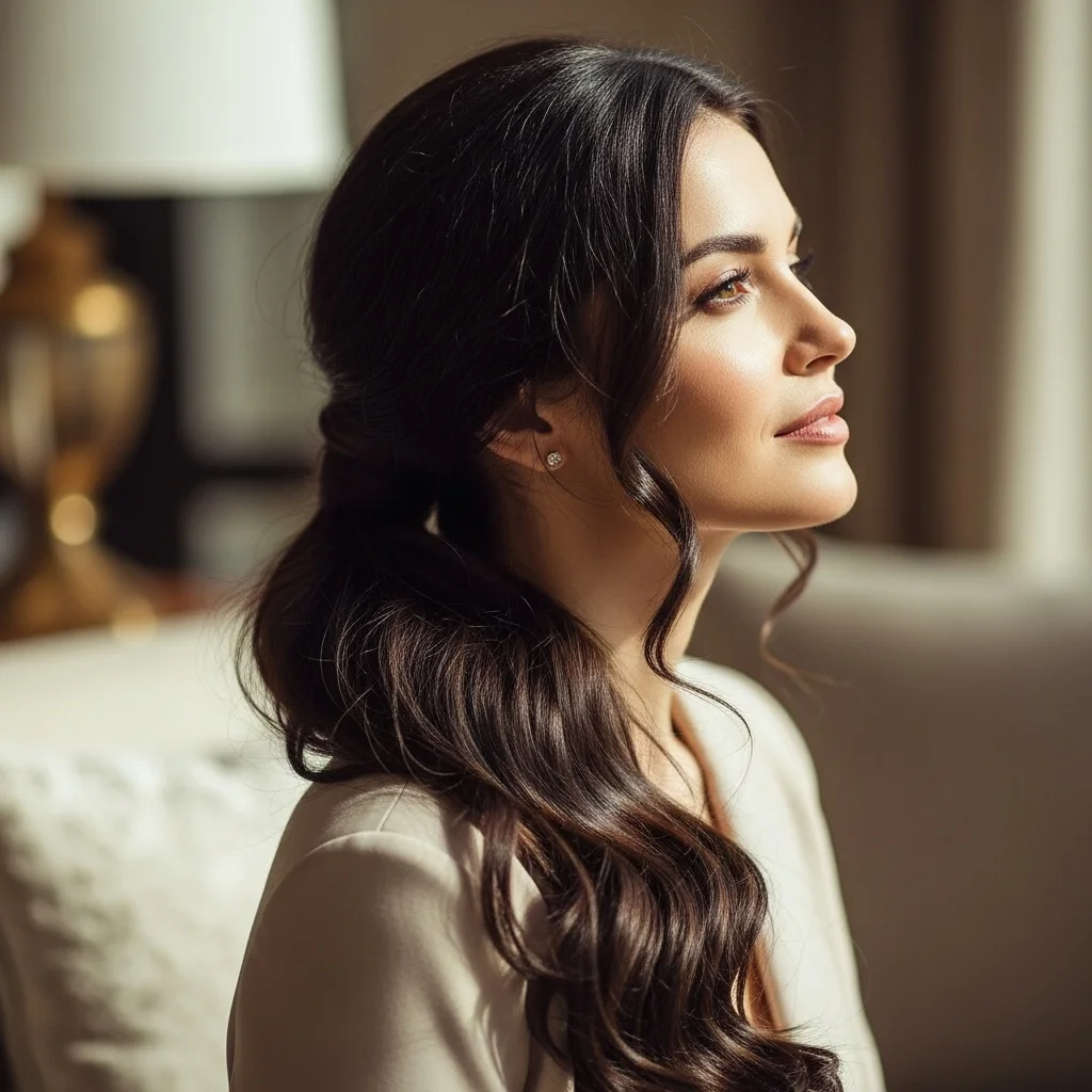 17 Loose Curly Hairstyles You Will Adore 9 low ponytail with curls