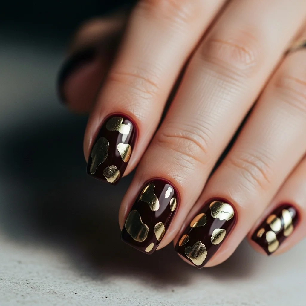 maroon with abstract gold foil