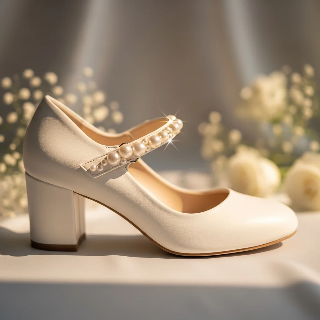 Timeless Elegance: 19 Pearl Wedding Shoes for Your Unforgettable Day 18 mary jane pearl strap heel