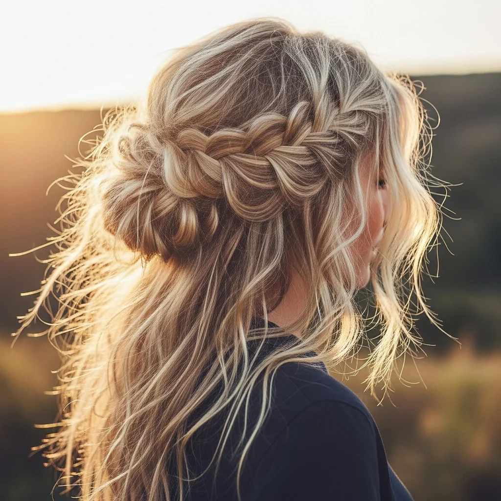 Elevate Your Style: 17 Gorgeous Braided Half-Up Half-Down Hairstyles to Inspire Your Next Look 18 messy boho braided half up