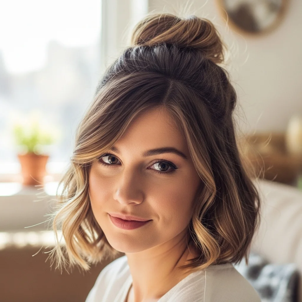 17 Loose Curly Hairstyles You Will Adore 11 messy bun with loose tendrils