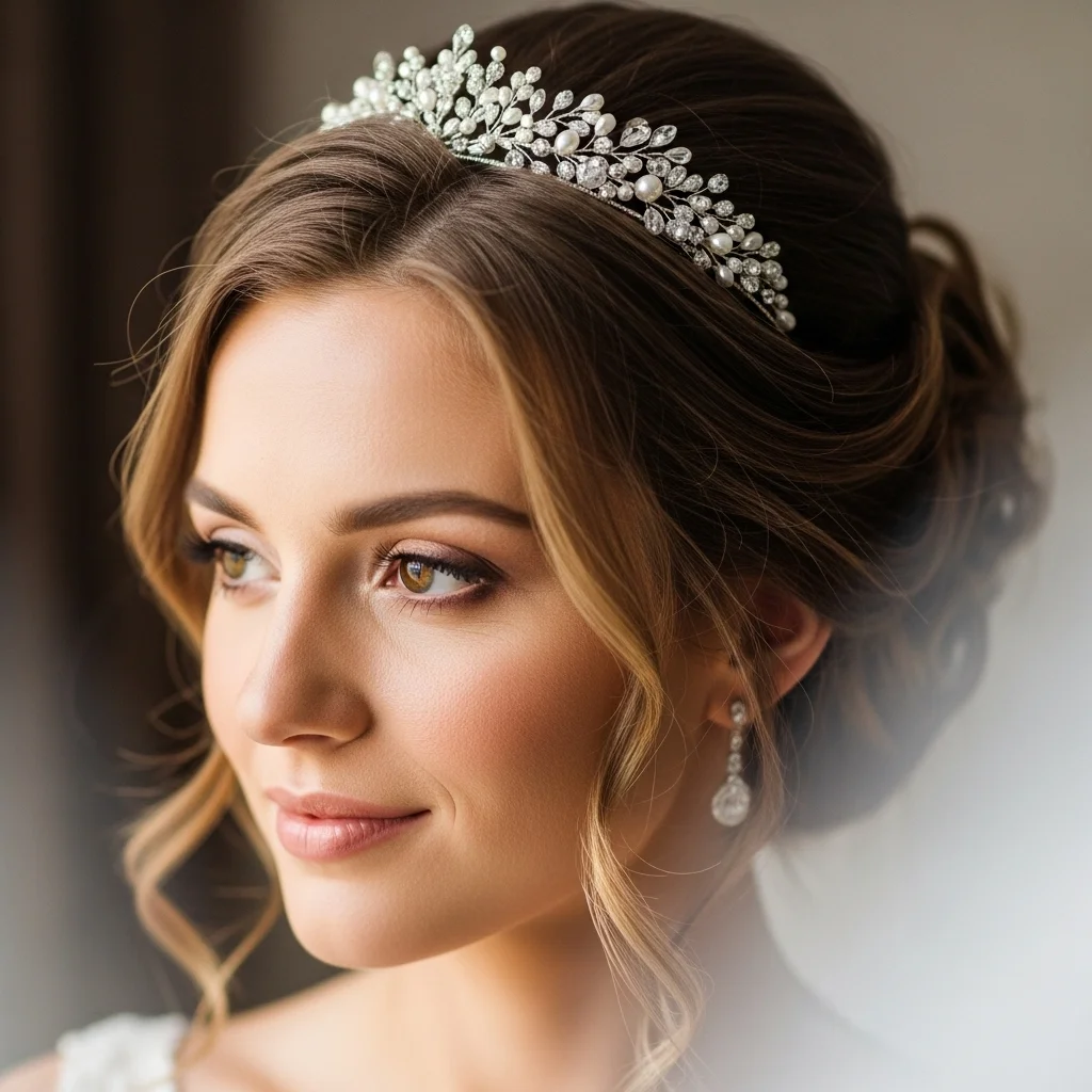 25 Dreamy Bridal Headband Hairstyles: Your Ultimate Wedding Hair Guide! 5 messy updo with delicate tiara headband