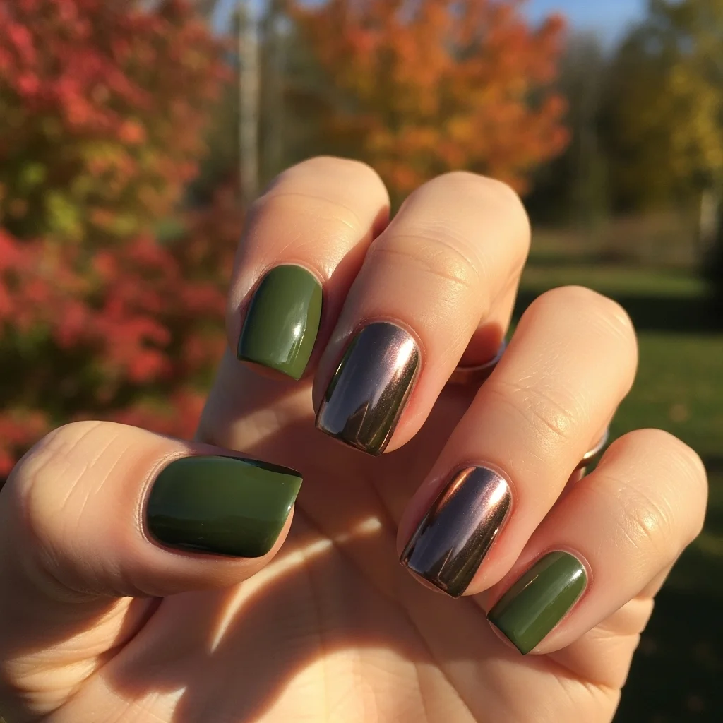 metallic bronze accent nail