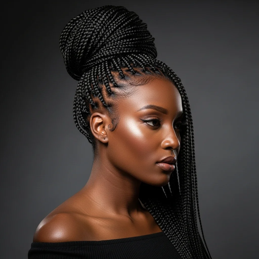micro braids updo