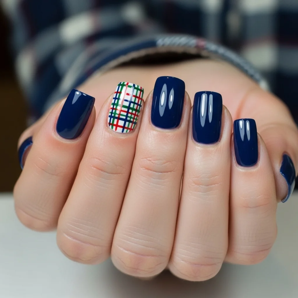 23 Short Fall Nail Ideas You Need To Try This Season 14 miniature plaid pattern