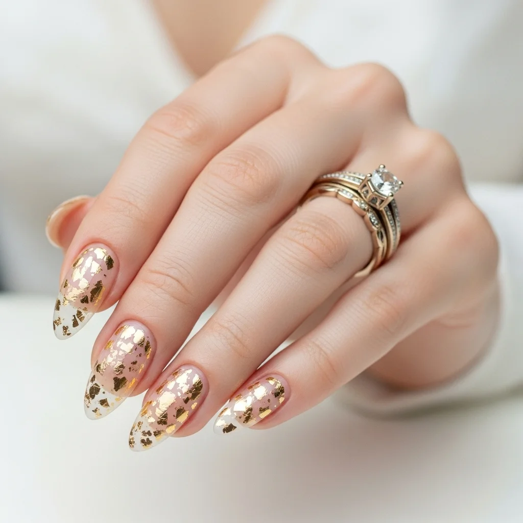 The Top 15 Acrylic Almond Nails for Bride To Enhance looks 10 minimalist gold foil