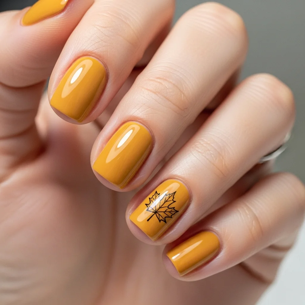 Top 19 Simple Fall Nail Design Ideas You'll Adore This Season 15 minimalist leaf outline