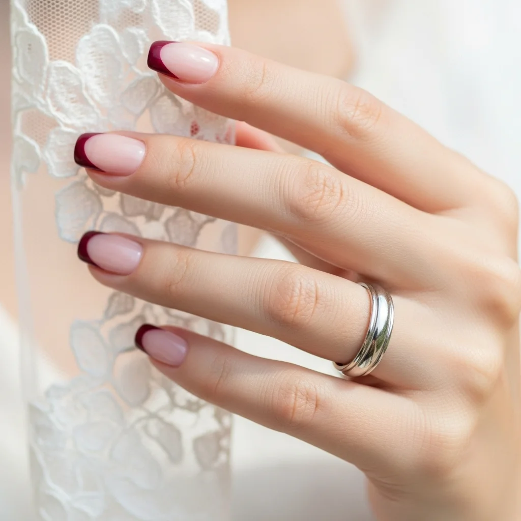 modern burgundy french tip