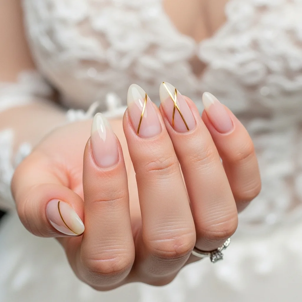 The Top 15 Acrylic Almond Nails for Bride To Enhance looks 15 modern geometric lines