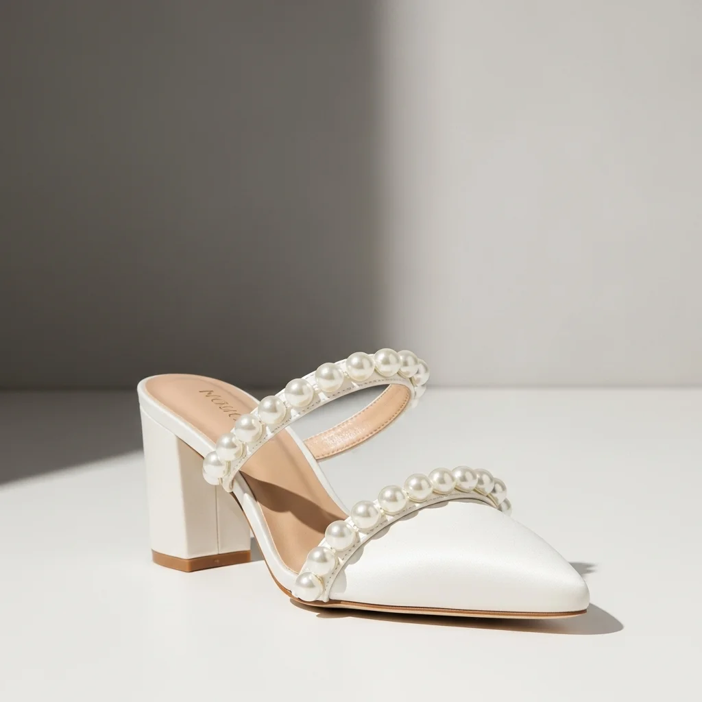 Timeless Elegance: 19 Pearl Wedding Shoes for Your Unforgettable Day 8 modern pearl slide mule