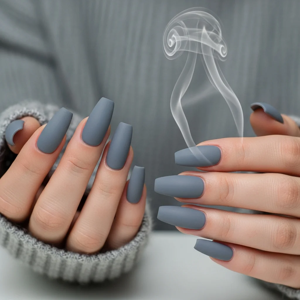 The Top 27 Acrylic Nail Designs You Need This Autumn! 24 mysterious smokey grey