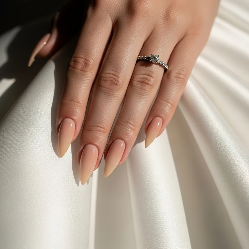 21 Stunning Neutral Wedding Nails for Brides: Timeless Elegance for Your Big Day 10 nude ombre