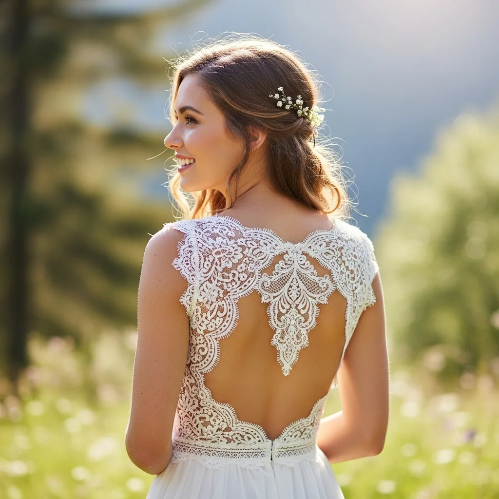 21 Boho Empire Waist Wedding Dresses for Brides 9 open back bohemian elegance